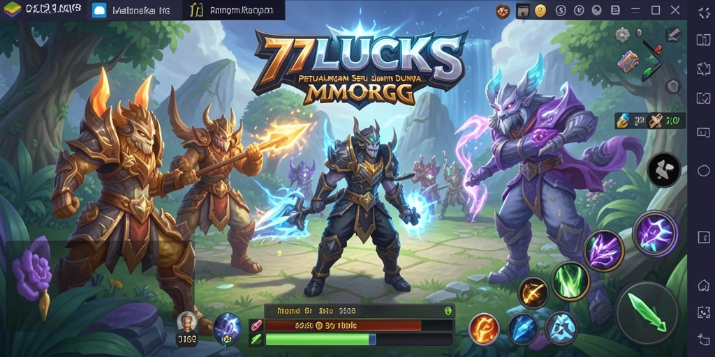 Tampilan utama gameplay <strong>77LUCKS</strong> dengan aksi petualangan yang mendebarkan.