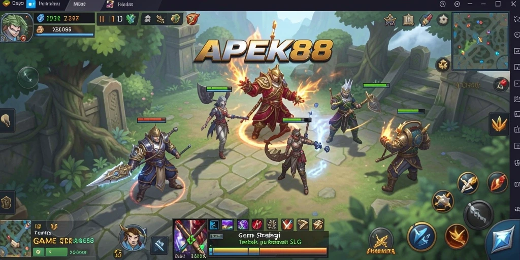 Tampilan gameplay SLG APEK88 dengan aksi pertempuran yang mendebarkan.