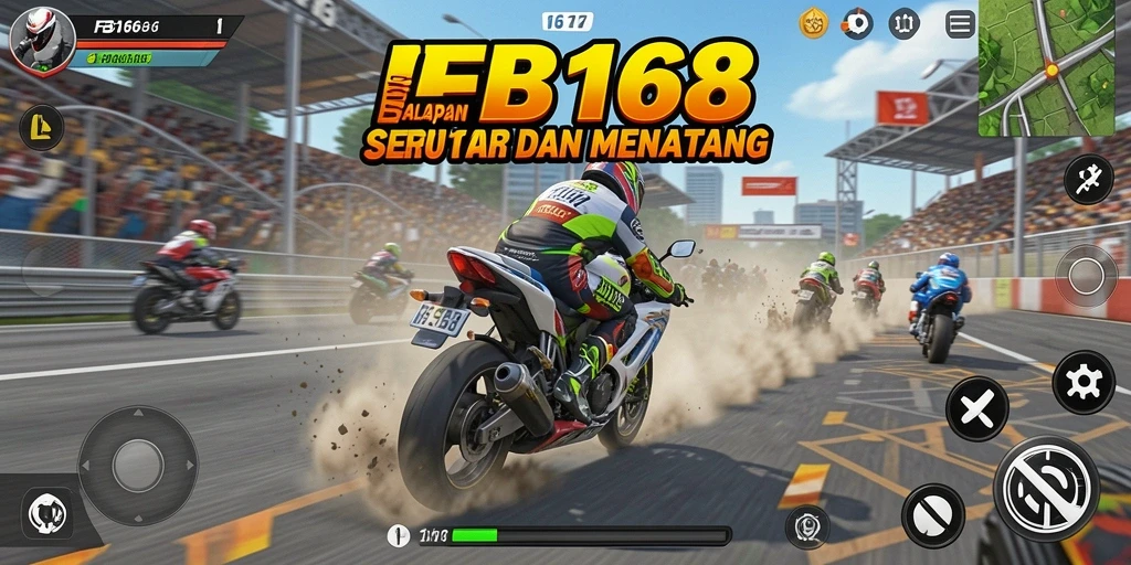 Screenshot FB168 menampilkan balapan motor yang seru dan menegangkan.