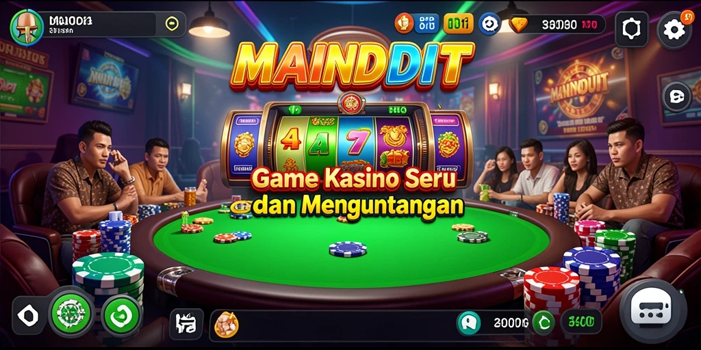 Tampilan utama gameplay MAINDUIT dengan suasana Kasino yang hidup.