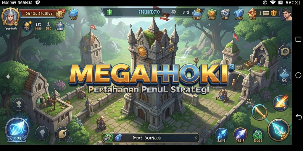 Tampilan gameplay seru dari MEGAHOKI yang menarik perhatian dengan strategi Tower Defense.