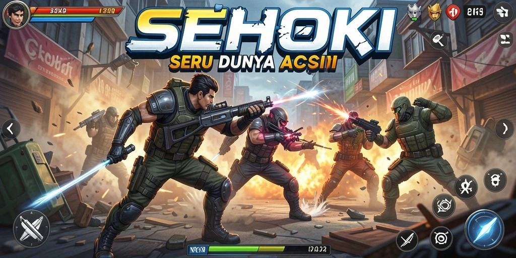 Screenshot gameplay SEHOKI menampilkan aksi pertempuran seru di arena.