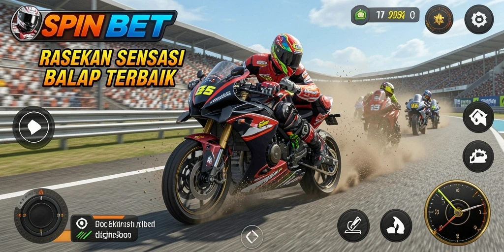 Tampilan menarik dari gameplay SPINBET balapan motor.