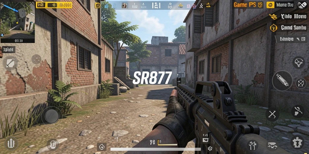 Tampilan aksi seru dalam SR877 saat pertarungan FPS berlangsung.